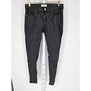 Mango Women's Black Skinny Fit Belle Wax Coated Jeans Size 8